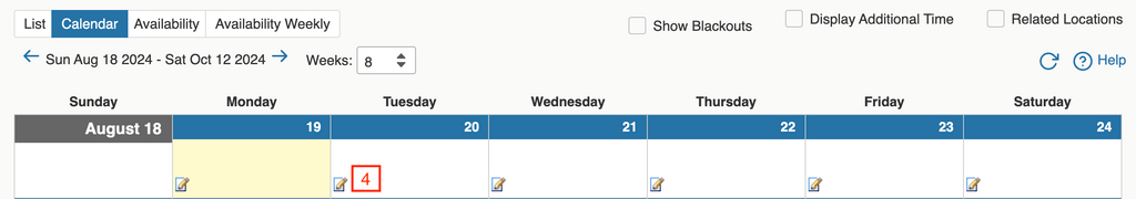 calendar view in 25Live scheduling system
